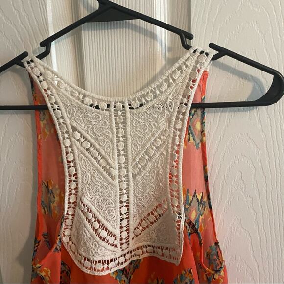 Annabelle Crochet Back Sleeveless Top Women's Size Small Orange Cream Multicolor - Picture 2 of 7